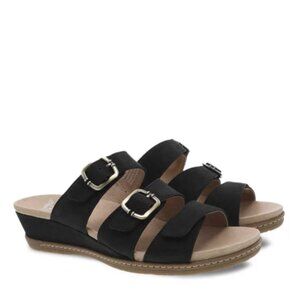 Dansko Allyson Black Milled Nubuck Leather Slide Sandal Women’s Size 40 9.5 - 10